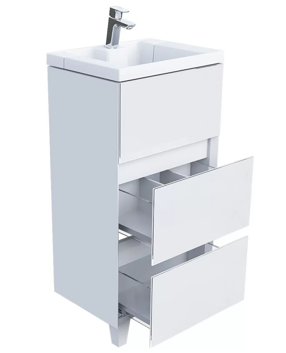 Тумба с раздвижной раковиной напольная 1Marka Bumble 40Н, 2 ящика, белый