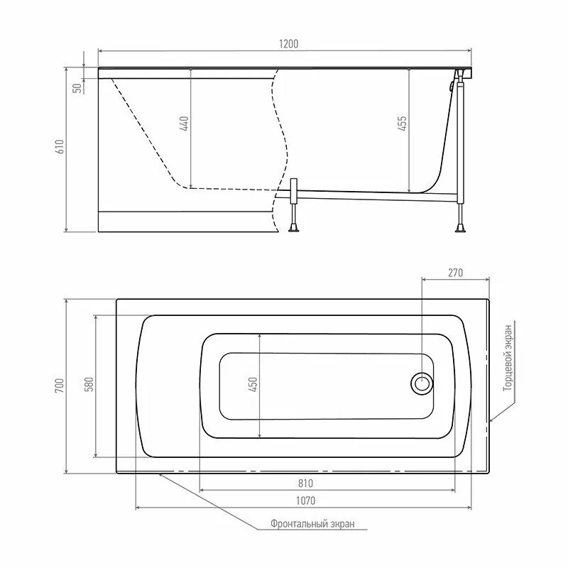 Ванна акриловая Timo Ritta 120x70