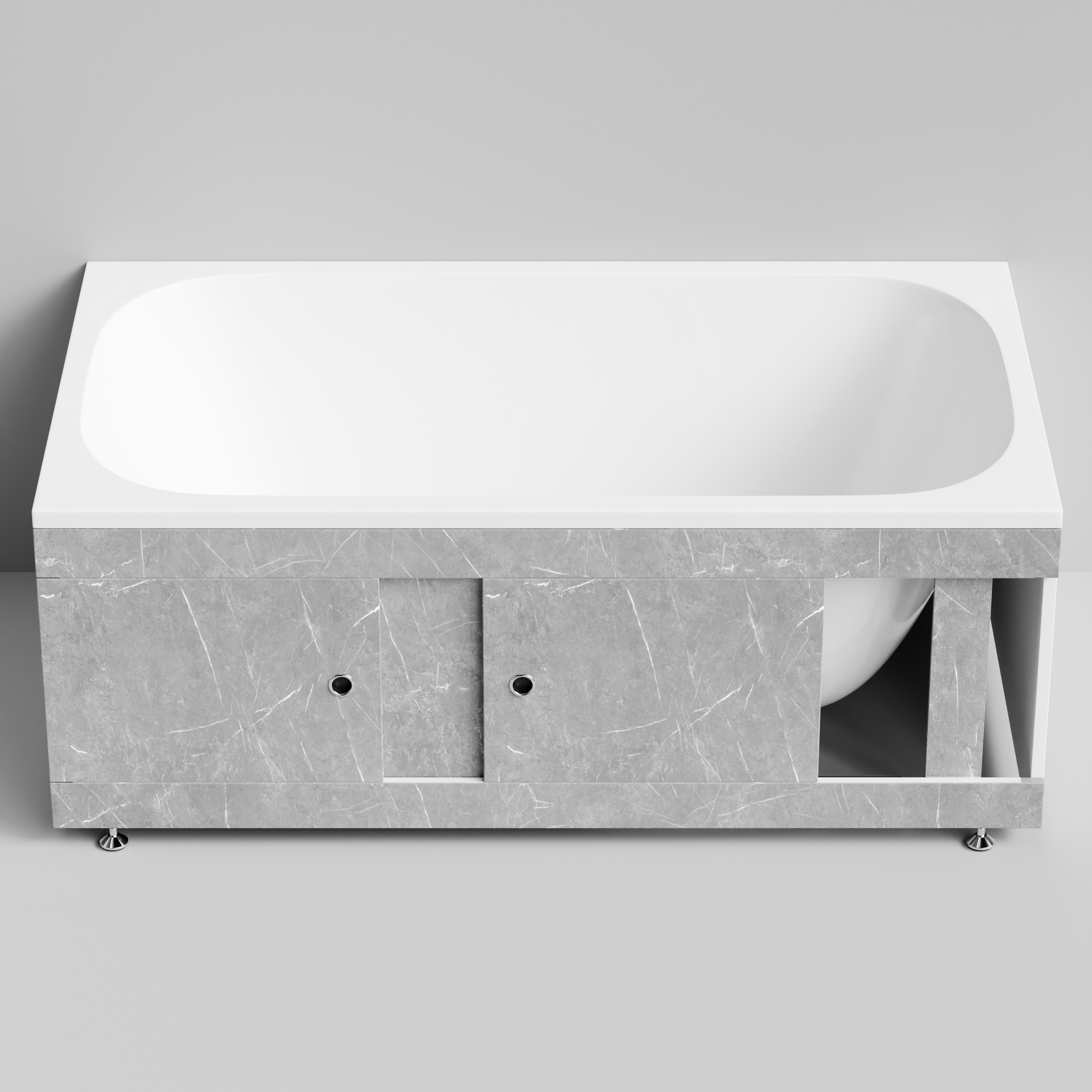 Экран под ванну Vod-ok Купе 150 раздвижной Мрамор Белый софт тач