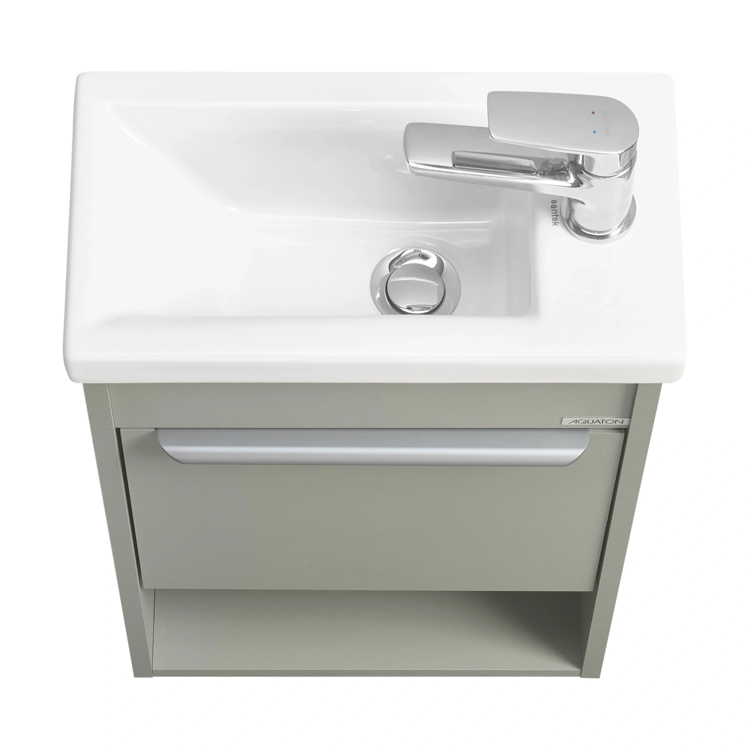 Тумба подвесная Aquaton Хоуп 40 с раковиной Миранда 40, 1 ящик, хаки от магазина Vanna-Vanna.ru!