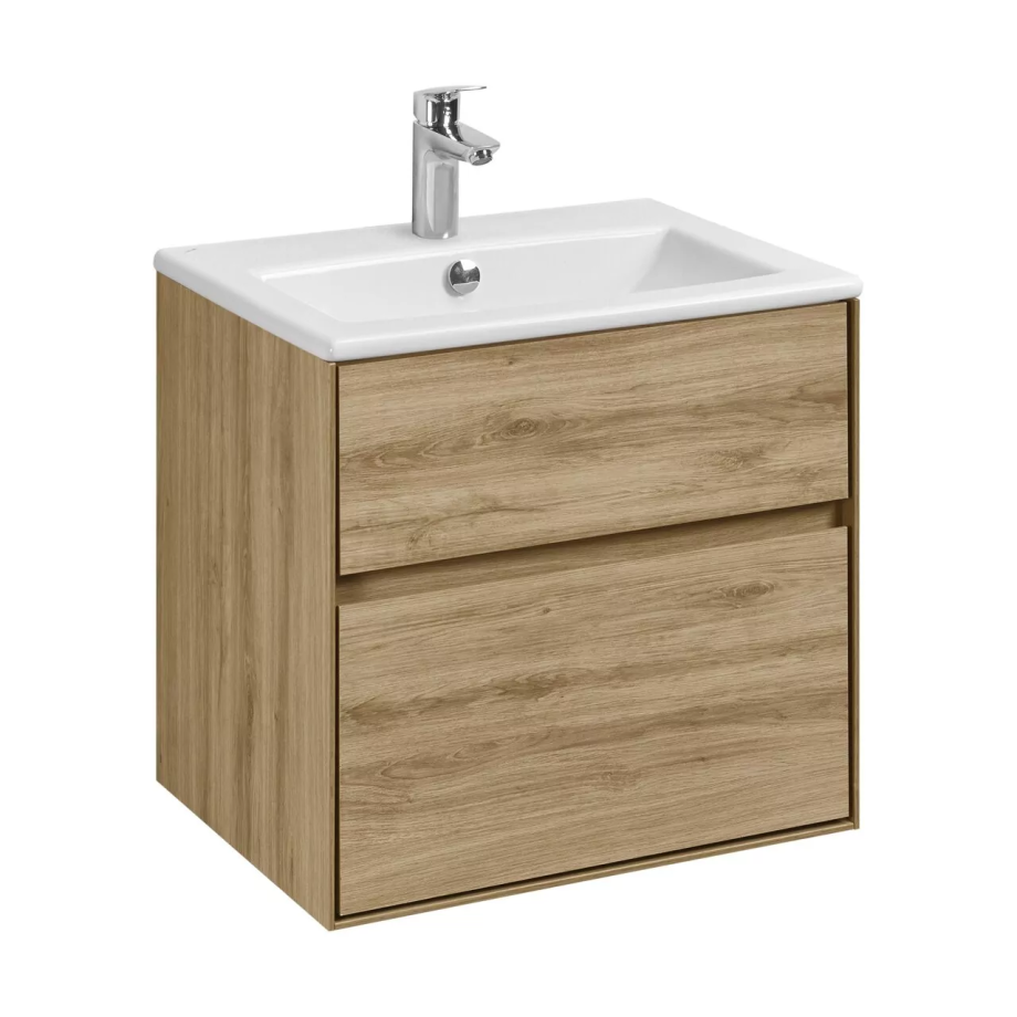 Тумба подвесная Aquaton Либерти 60 раковиной Элина 60, дуб эльвезия