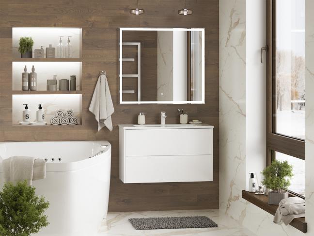 Тумба с раковиной Brevita Toy 80 подвесная, белый