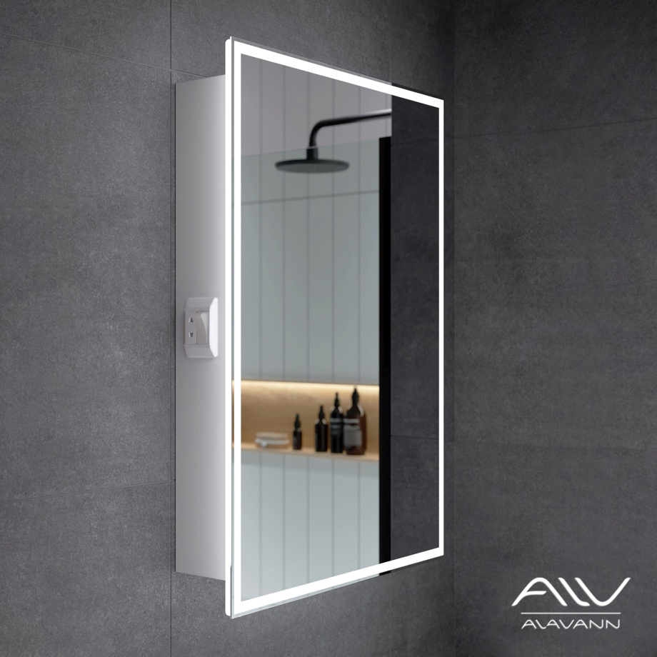 Зеркало-шкаф Alavann Rita 50 свет, универсальное, белый