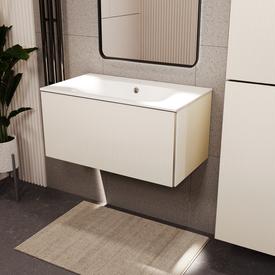 Тумба с раковиной подвесная (80 см) Terminus Euromix EUR10801900101OSL, айвори