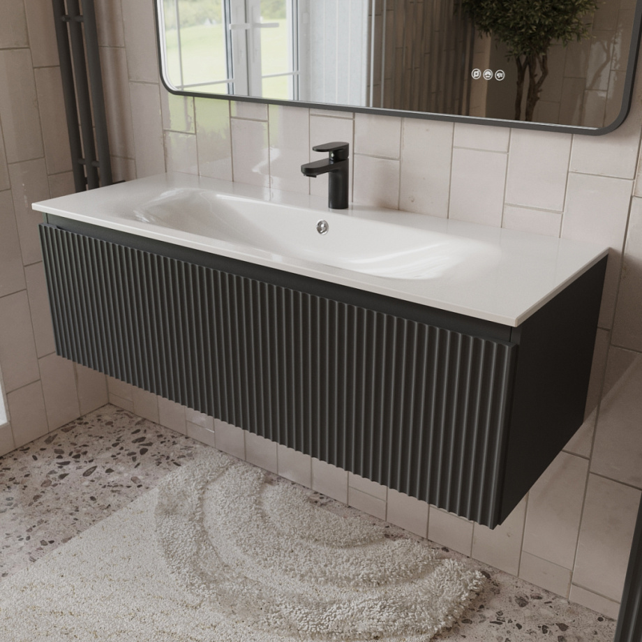 Тумба с раковиной подвесная (120 см) Terminus Sicilia SIC101201701601O, графит