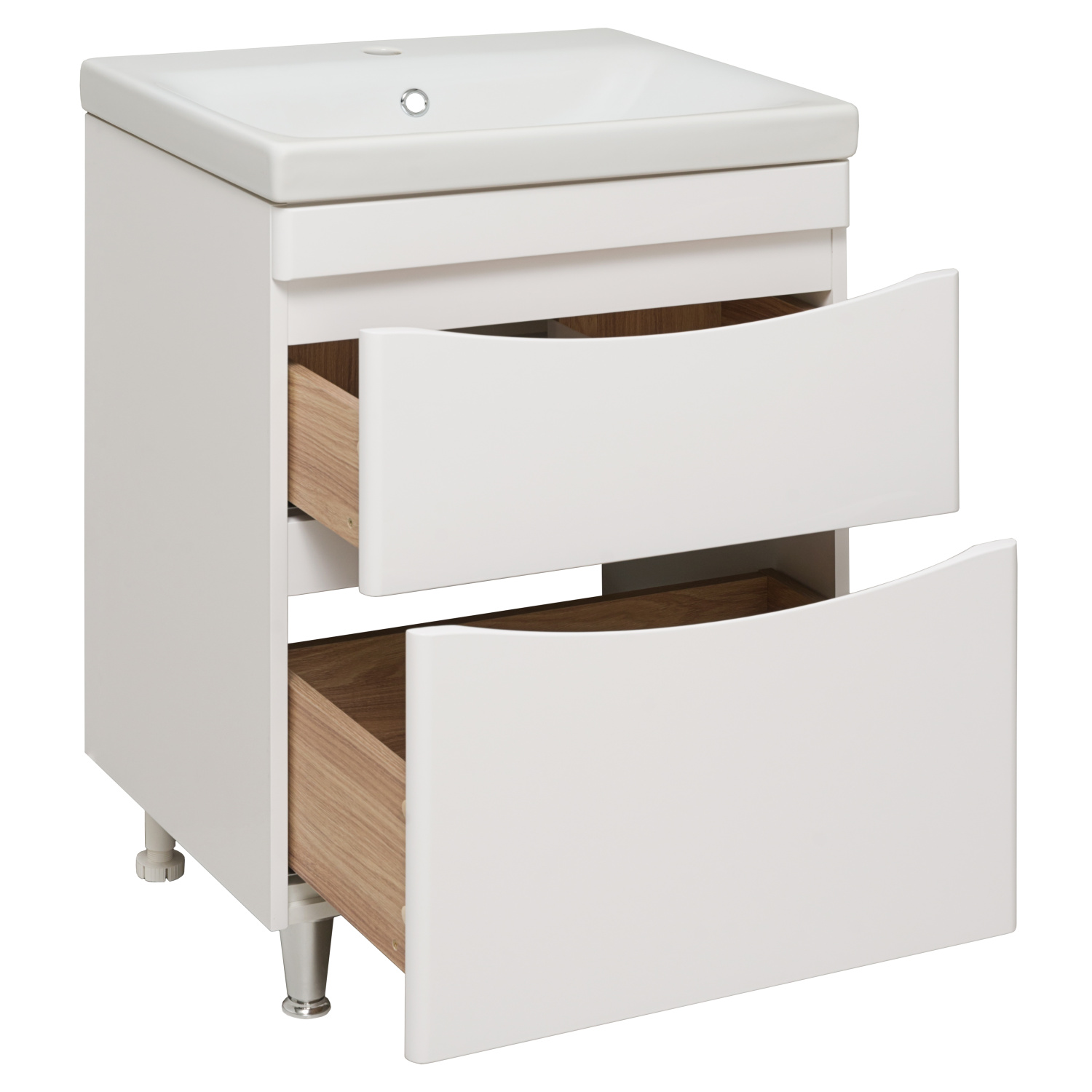 Тумба напольная Runo Афина 60 с раковиной Moduo 60, белый