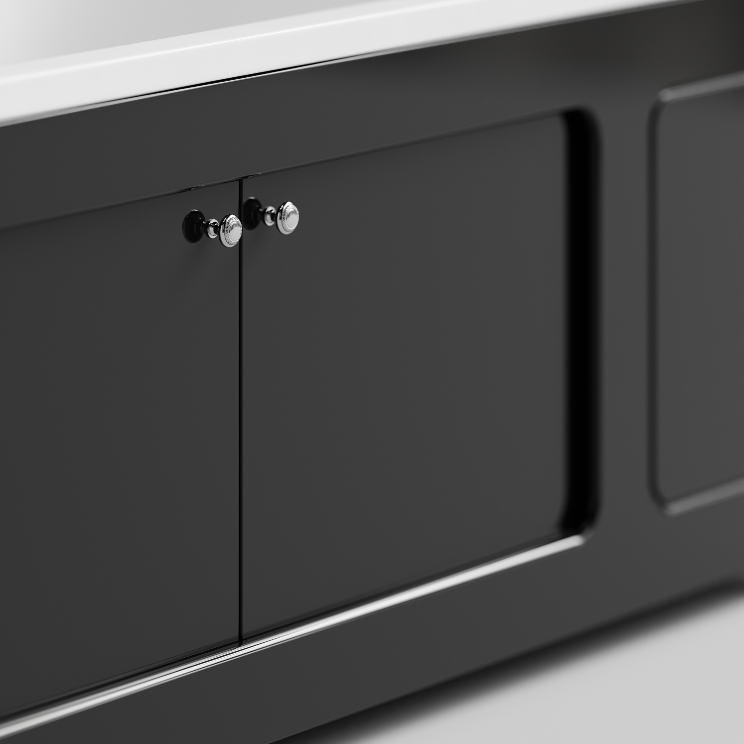 Экран под ванну Vod-ok Лидер 180 раздвижной Черный глянец