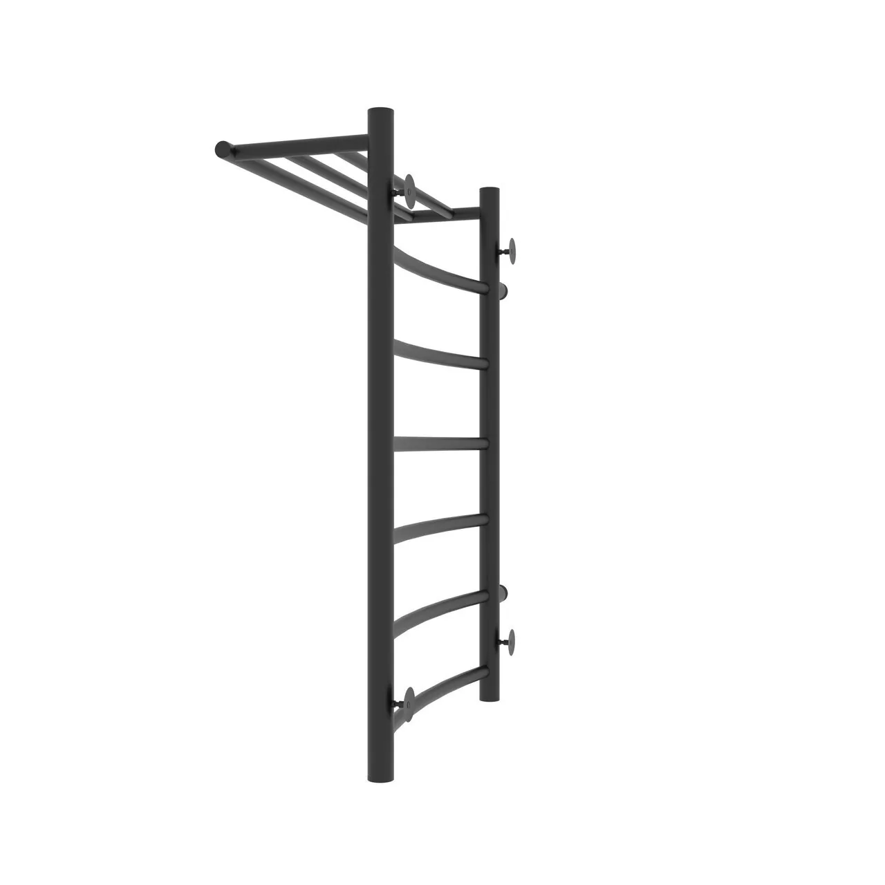 Полотенцесушитель водяной Laris Классик П7 500х800 L МЦ 500-1, боковой, с полкой, черный матовый