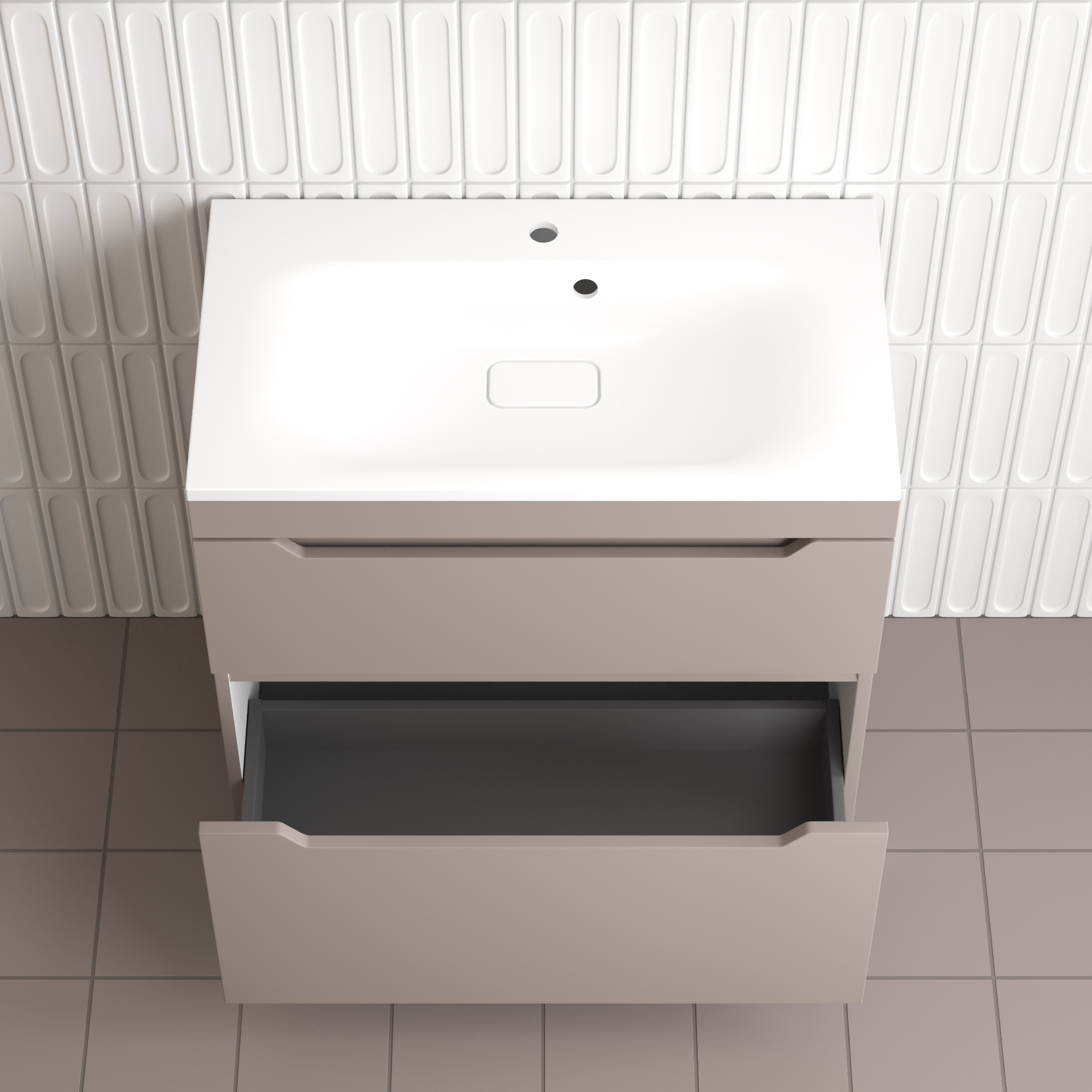 Тумба напольная Style Line Остин 80 с раковиной Фортуна 80 белый, тауп темный