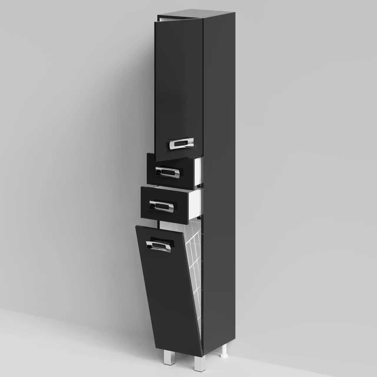 Пенал Vod-ok Орландо 30 L/R напольный с корзиной, черный от магазина Vanna-Vanna.ru!