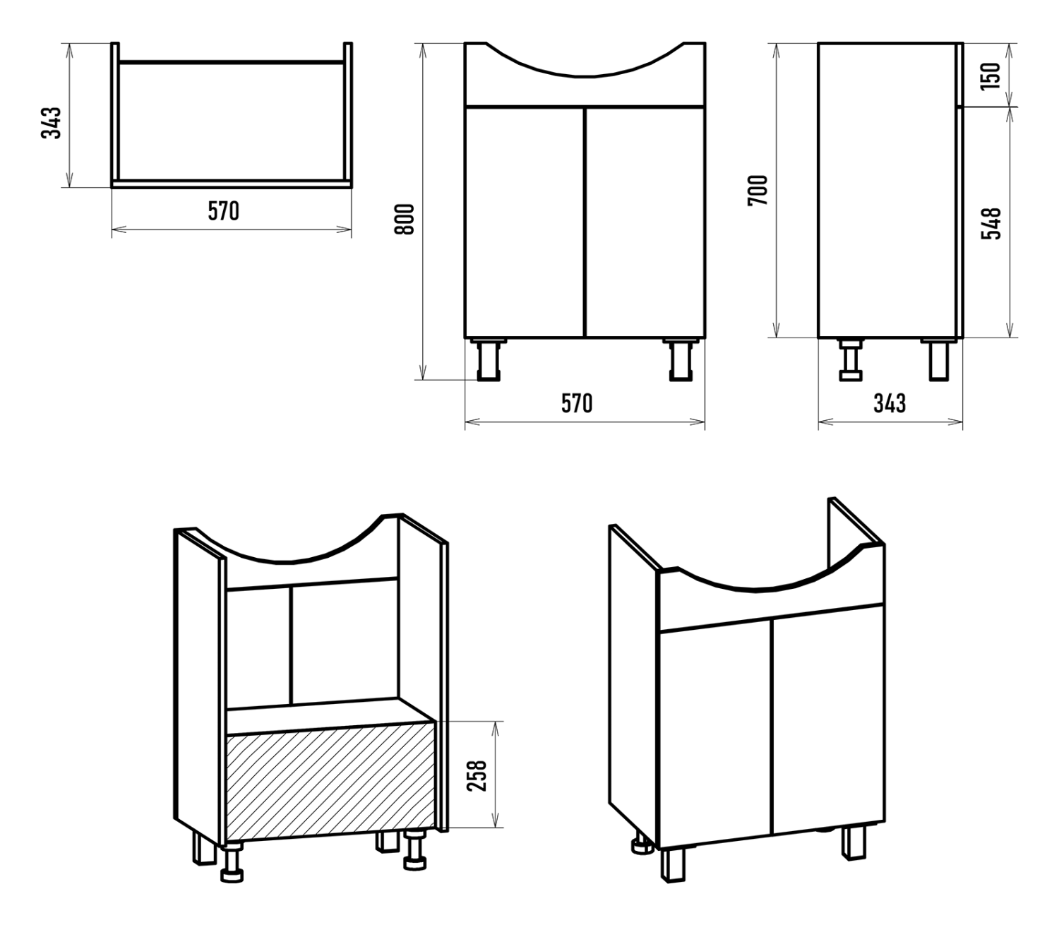 Тумба с раковиной Misty Изео 60 белый