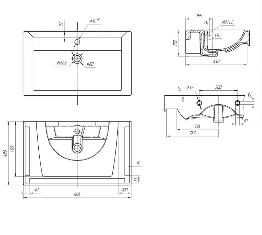 Тумба с раковиной Bellezza Сиена 80 с корзиной, напольная, белая