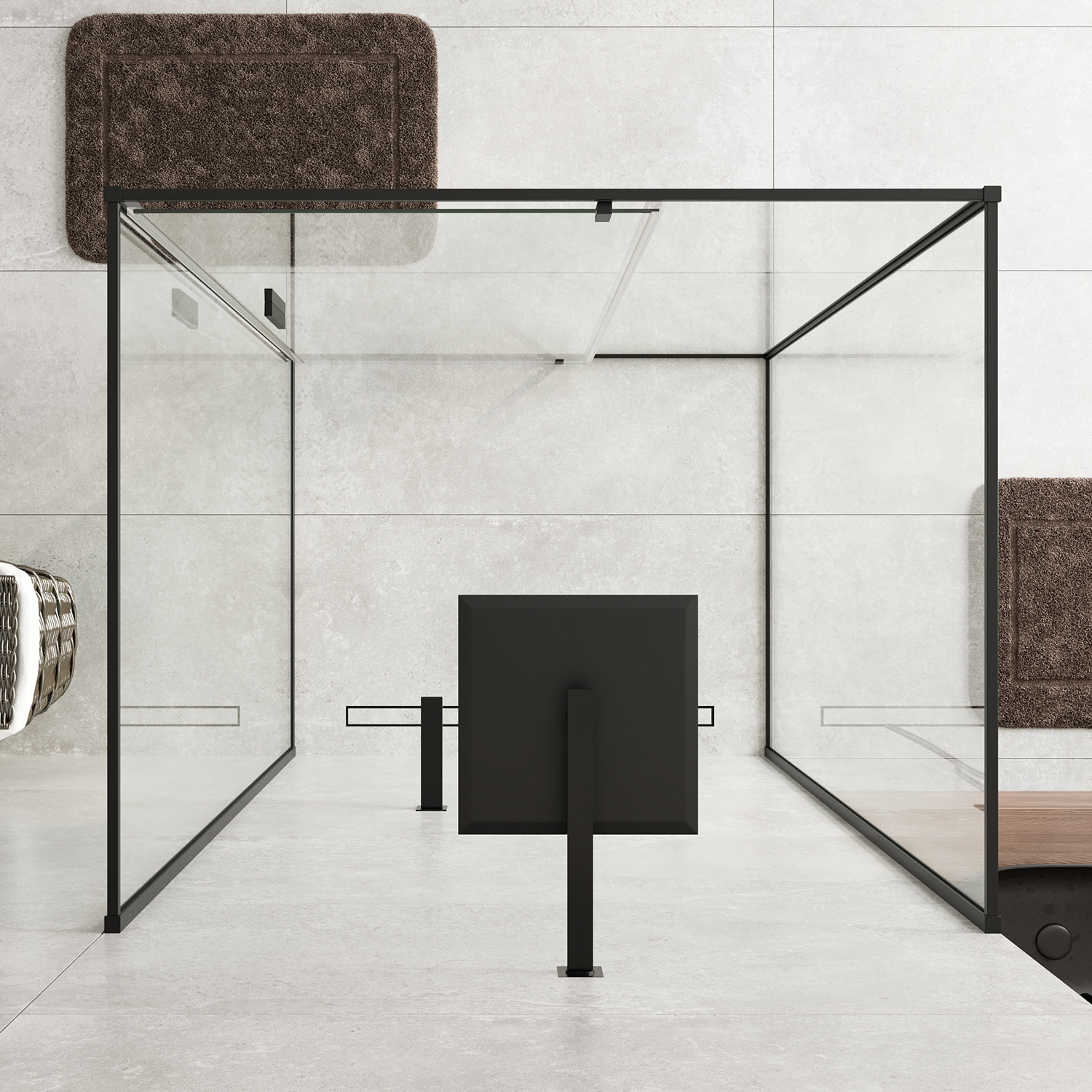 Душевой уголок WasserKraft Elbe 74P26 120х100 прямоугольный, без поддона, прозрачное стекло, черный матовый