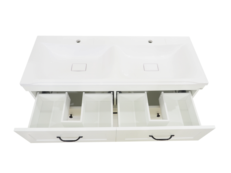 Тумба с раковиной Misty Дуэт 120 с бельевой корзиной, белый