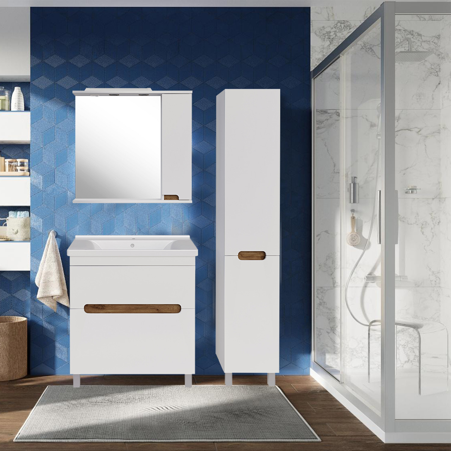 Мебель для ванной Асб-мебель Вита 80 комплект, напольный, белый