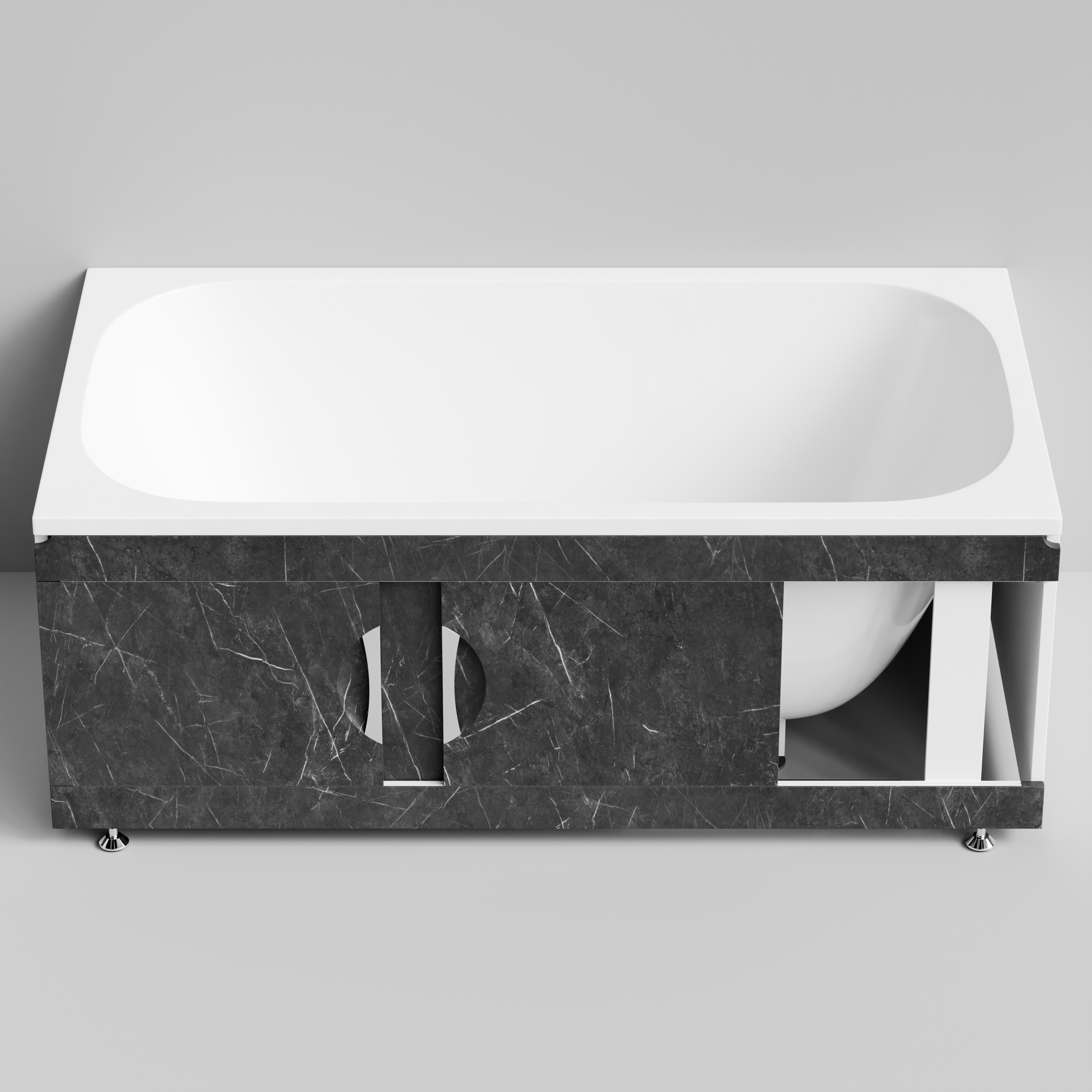 Экран под ванну Vod-ok Топ 150 раздвижной Мрамор Графит софт тач