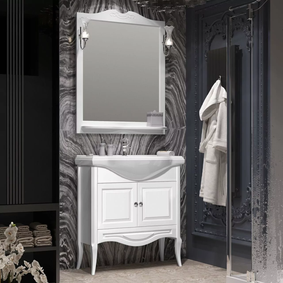 Мебель для ванной Opadiris Брунелла 80 комплект, напольный, белый