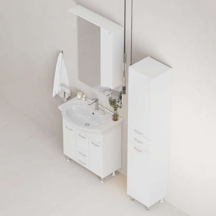 Пенал Onika Модерн 36 напольный, с бельевой корзиной, белый, правый