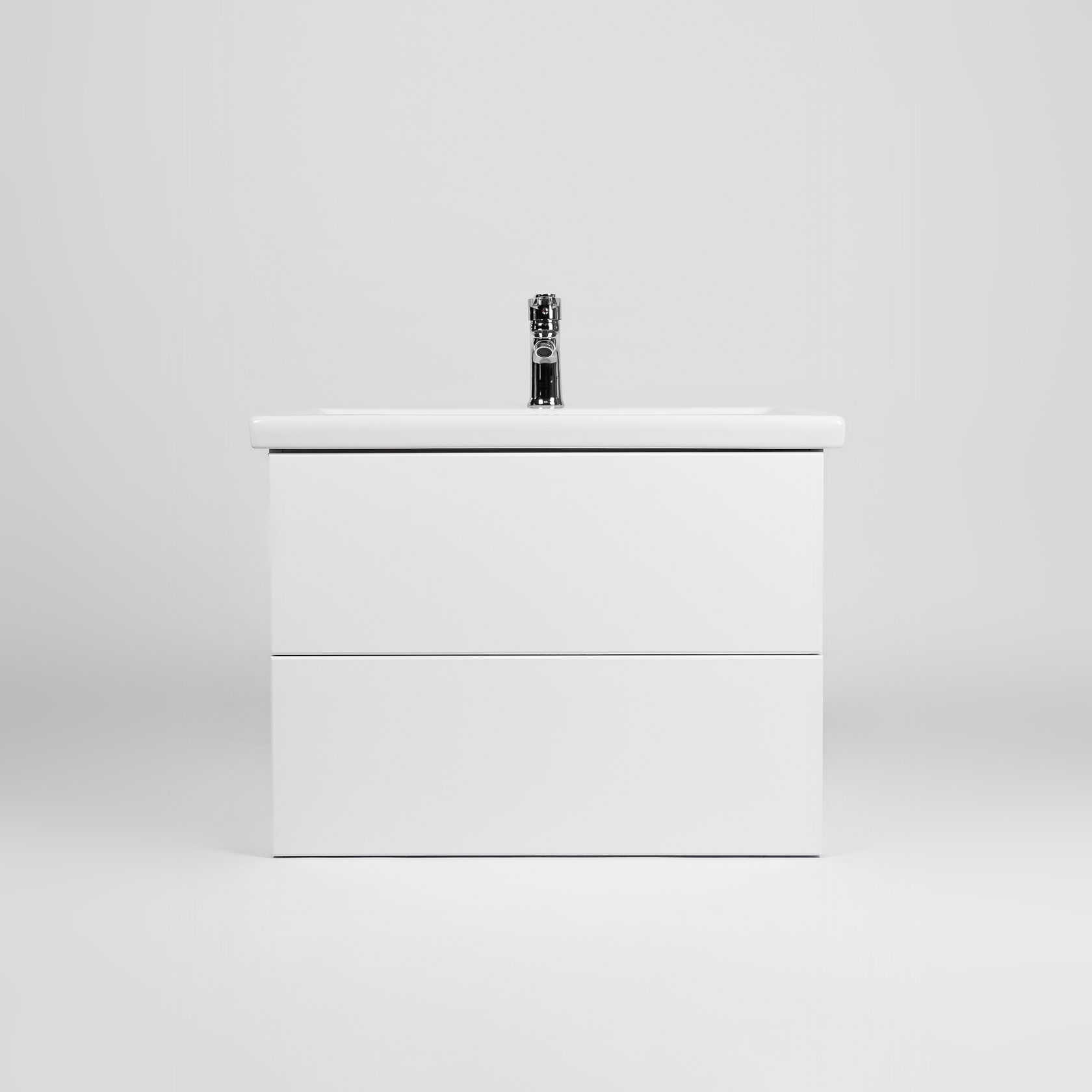 Тумба подвесная Viant София 80 с раковиной Como 80, два ящика, белый