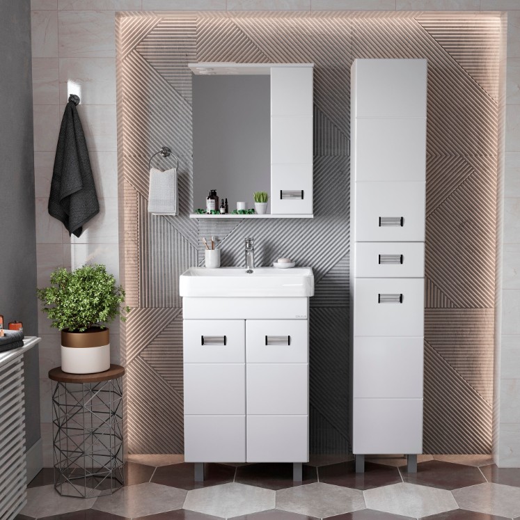 Тумба Onika Балтика-Квадро 60 с раковиной Адриана 60, напольная, белая