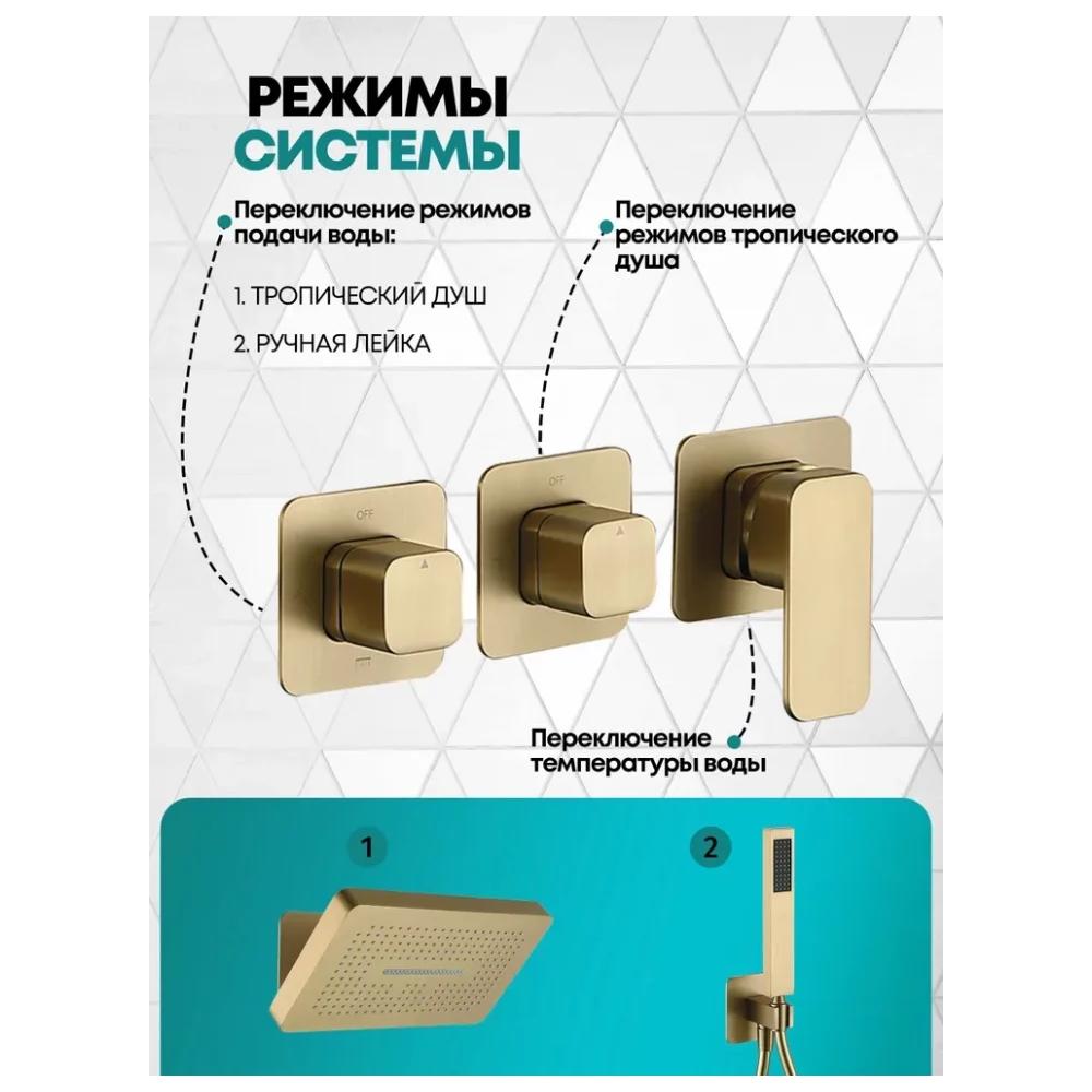Душевая система встраиваемая (без излива) Grocenberg GB5030MG, матовое золото от магазина Vanna-Vanna.ru!
