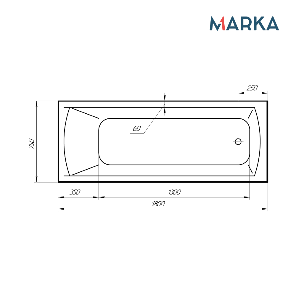 Ванна 1Marka MODERN 180*75 Комплект Премиум