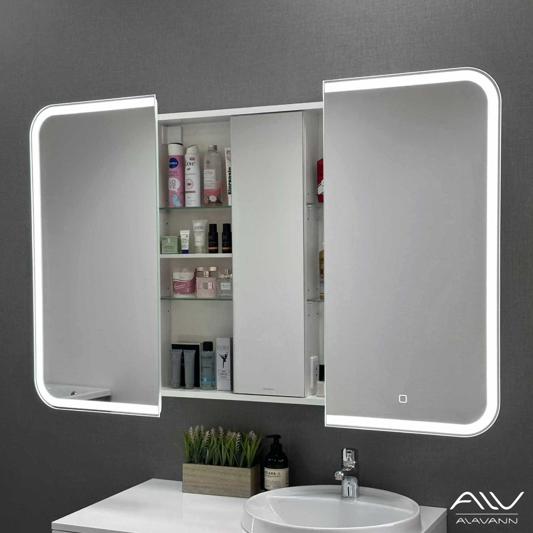 Зеркало шкаф Alavann Cosmetic Light 80 с Led подсветкой, приближение, сенсор с диммером, перевертыш