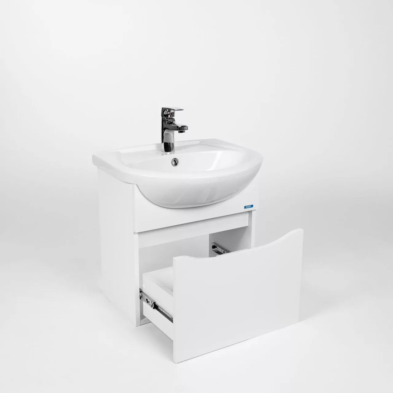 Тумба подвесная Viant Рим 55 с раковиной Erica 55, белый