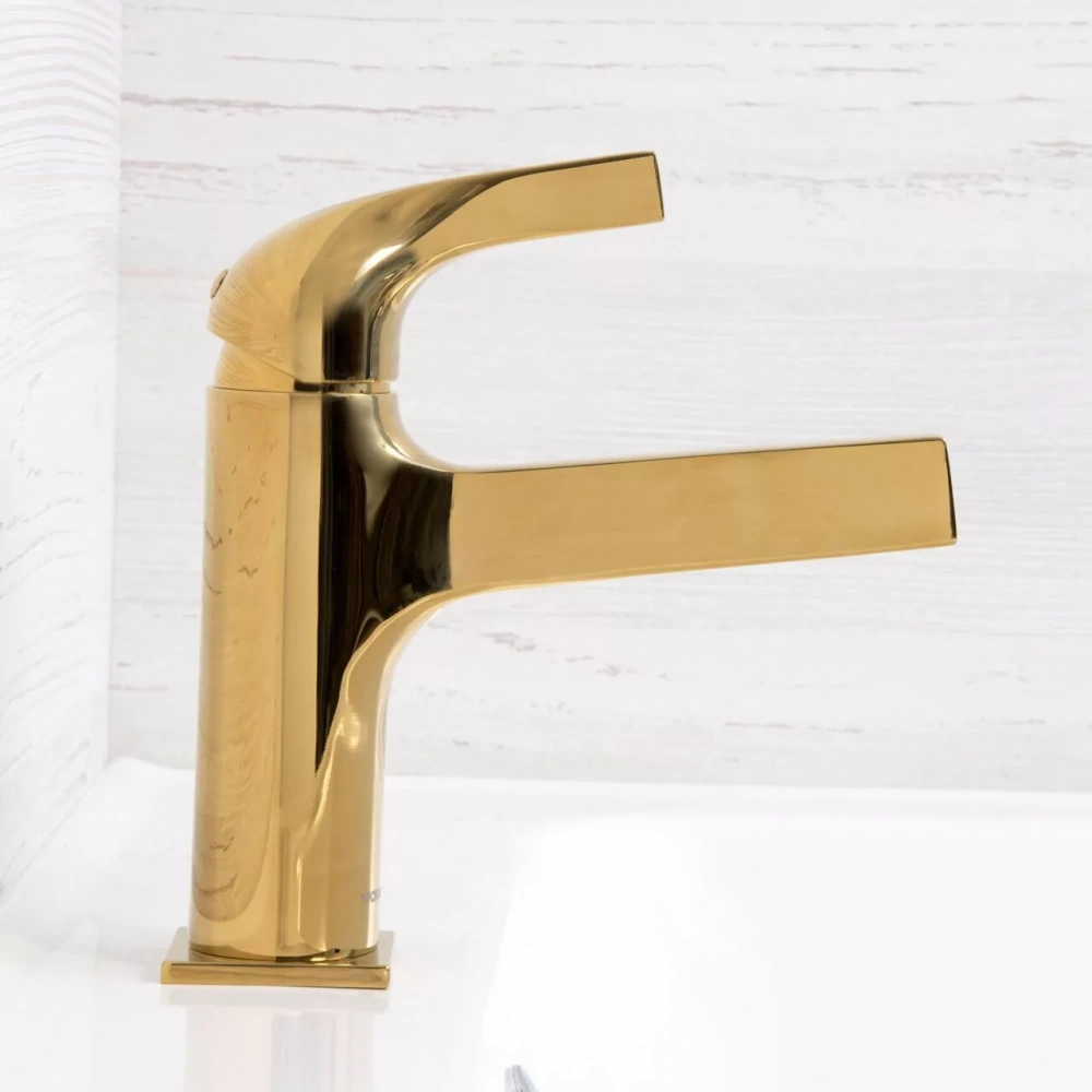 Смеситель для раковины WasserKraft Sauer 7103 глянцевое золото от магазина Vanna-Vanna.ru!