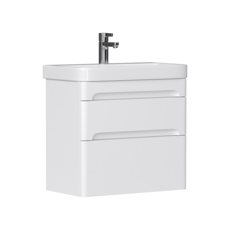 Тумба с раковиной EQUIL Nice 70 подвесная, 2 ящика, белый