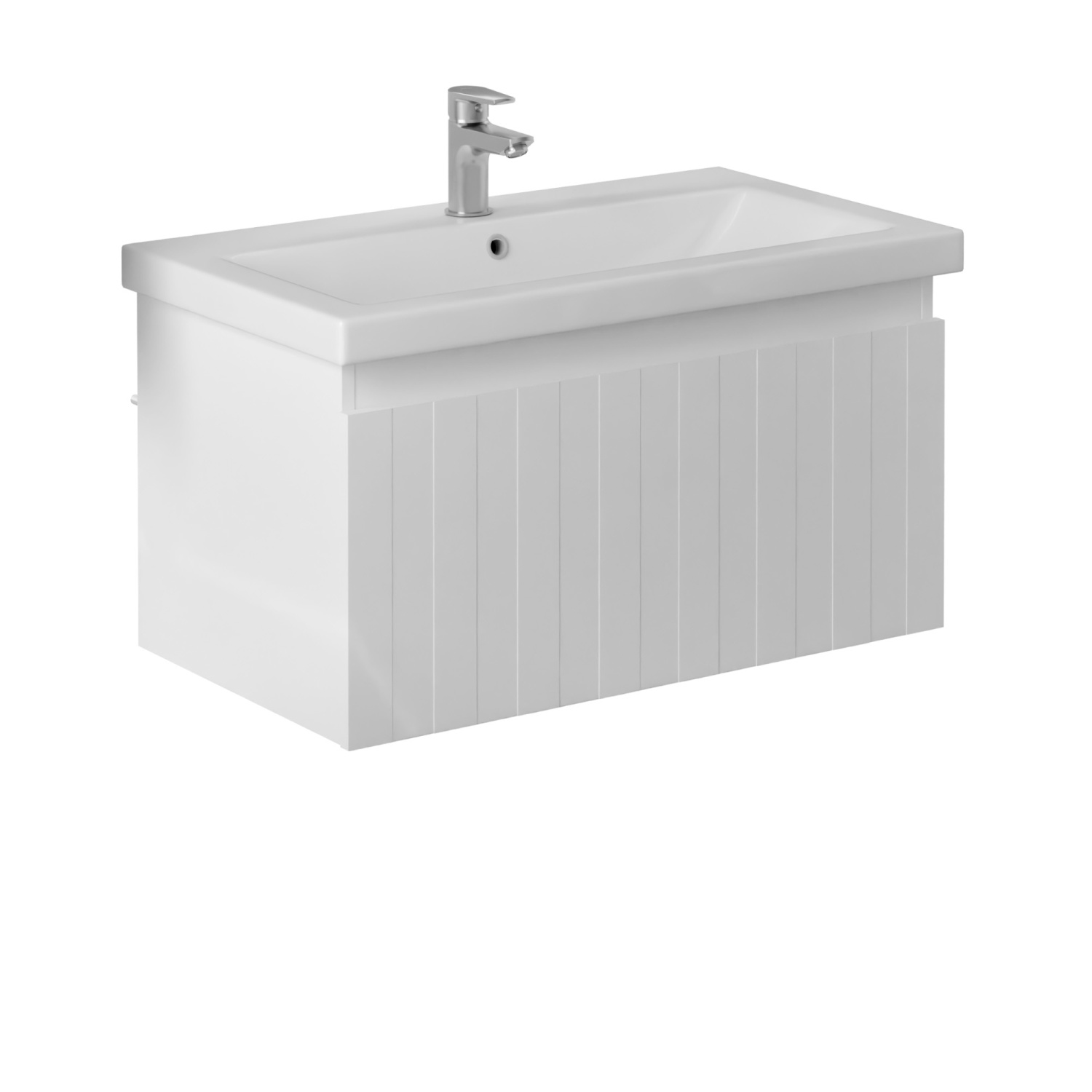 Тумба подвесная Vigo Finlay 800-0-1 с раковиной Como 80, 1 ящик, белый