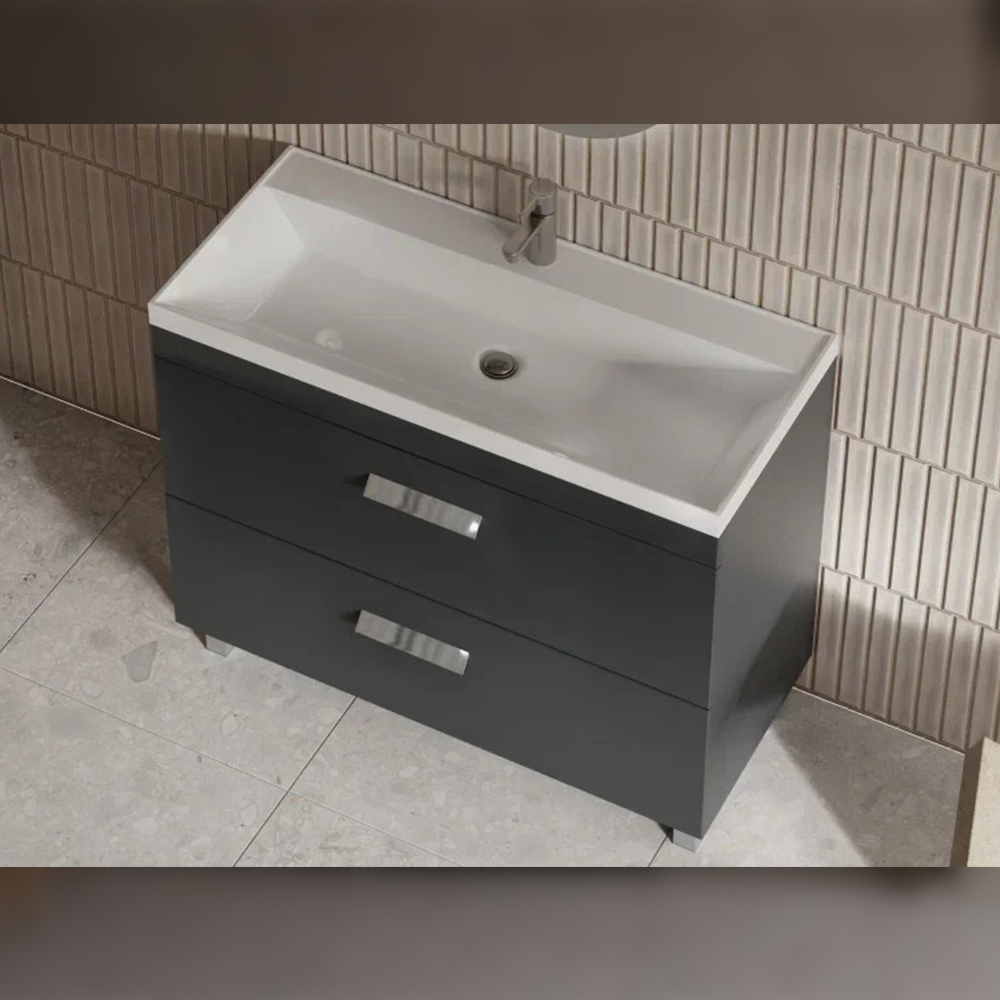 Тумба с раковиной напольная Velvex Orlando tn.ORL.CLA.100.2Y графит, 100 см