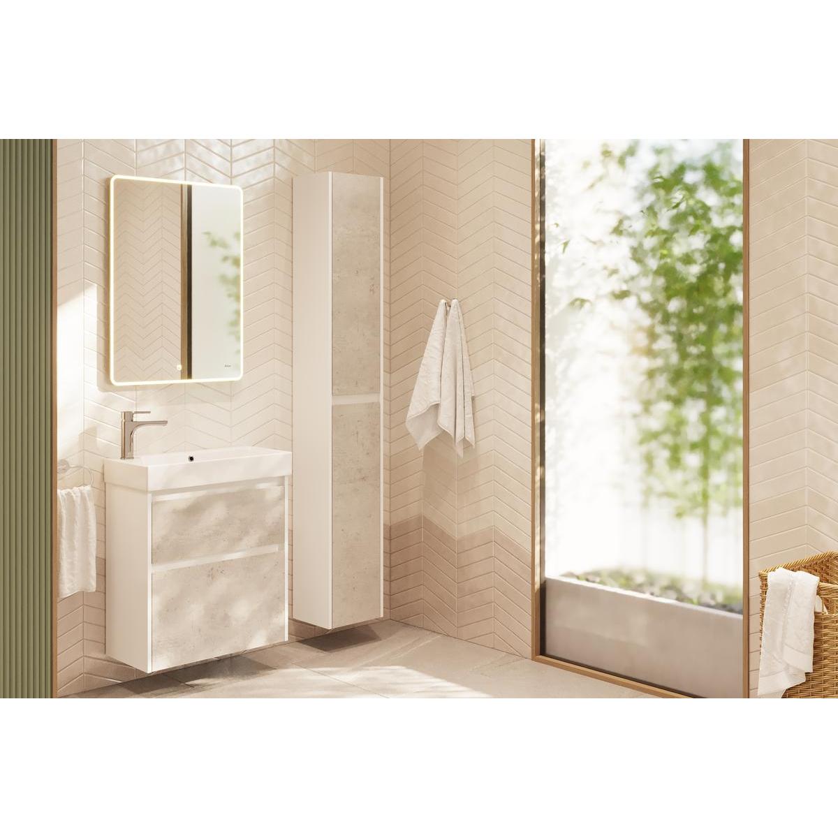 Пенал Dreja Slim 30 см, белый/бетон