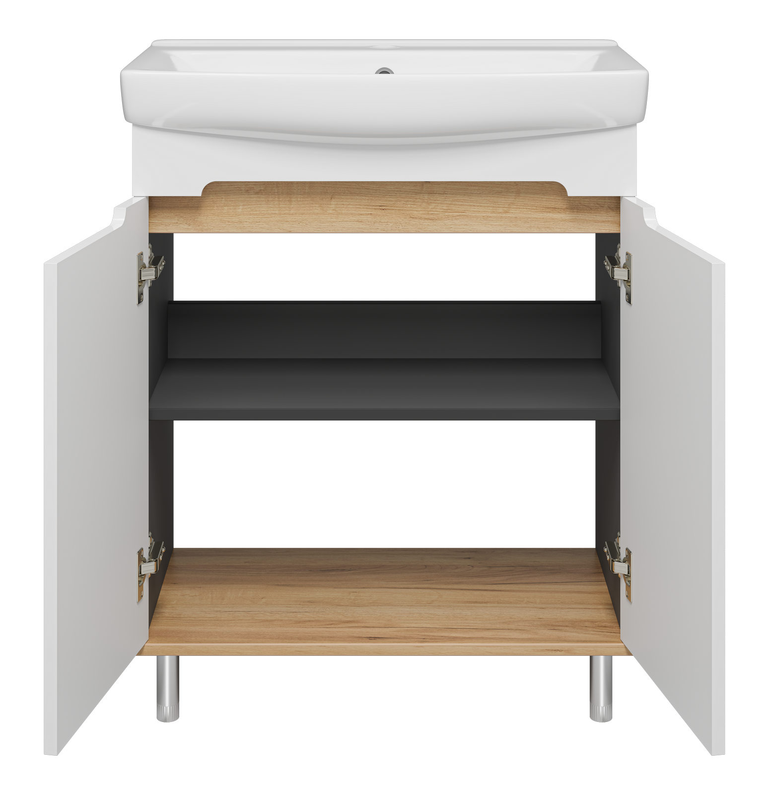 Тумба с раковиной Misty Сканди 70 белый/дуб крафт золотой