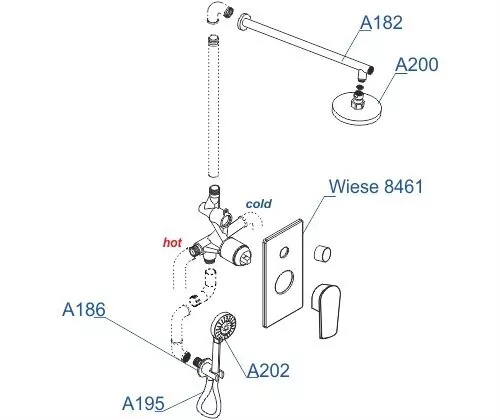 Душевой комплект WasserKraft A84202 оружейная сталь