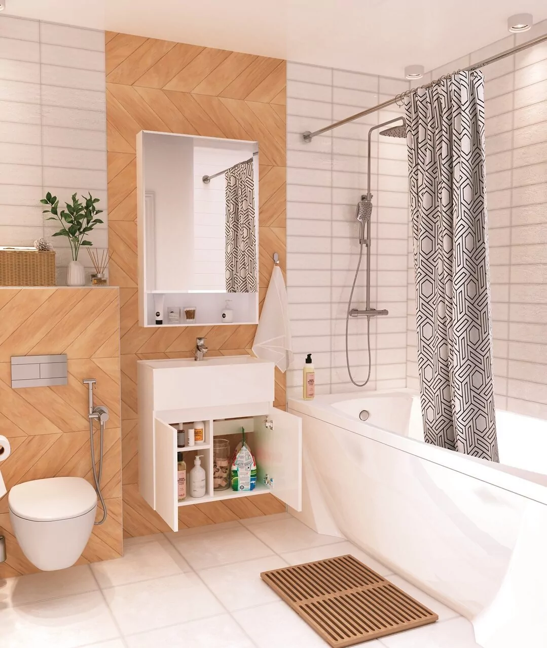 Зеркало-шкаф 1Marka Mira 60 белый