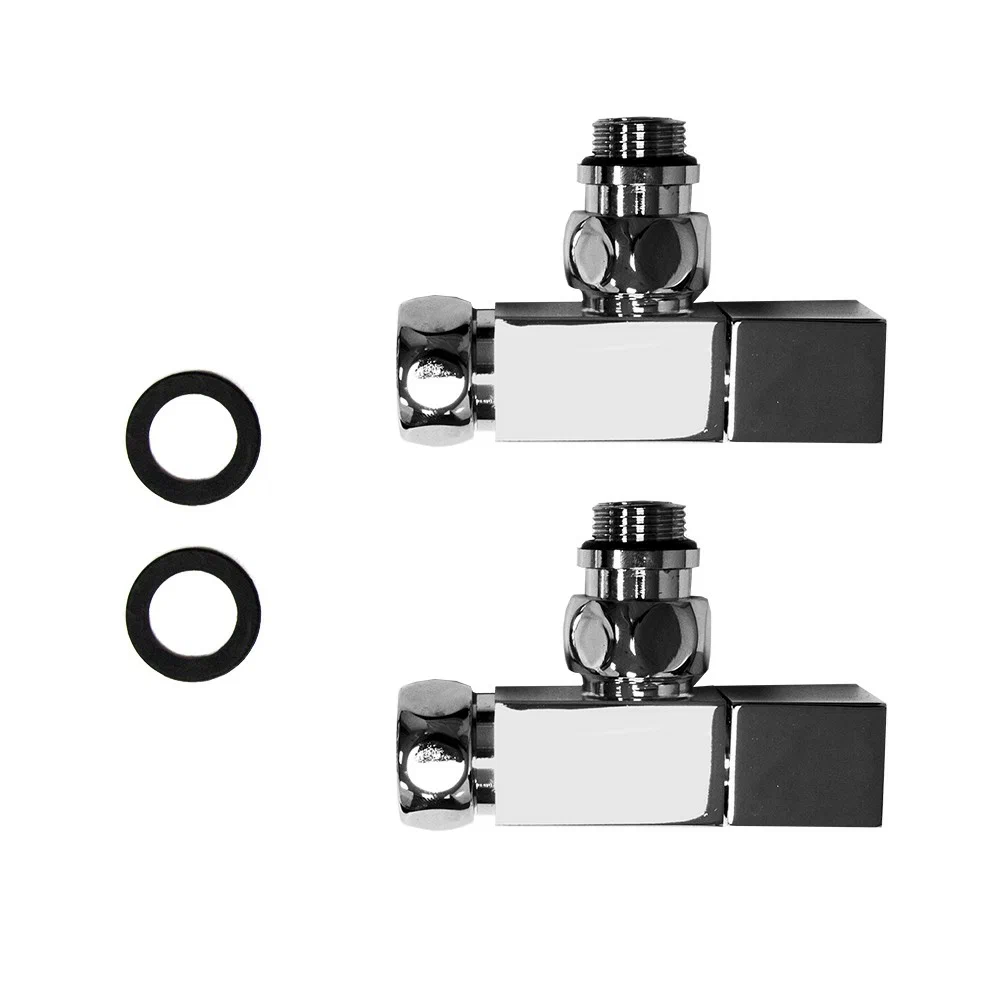 Кран для полотенцесушителя / вентиль угловой Energy, 1/2'' - 3/4'', цвет хром, ручка квадрат - 2 шт.