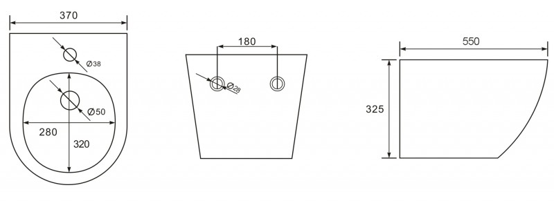 Биде подвесное Esbano GARCIA (matt GREY) 550x370x330
