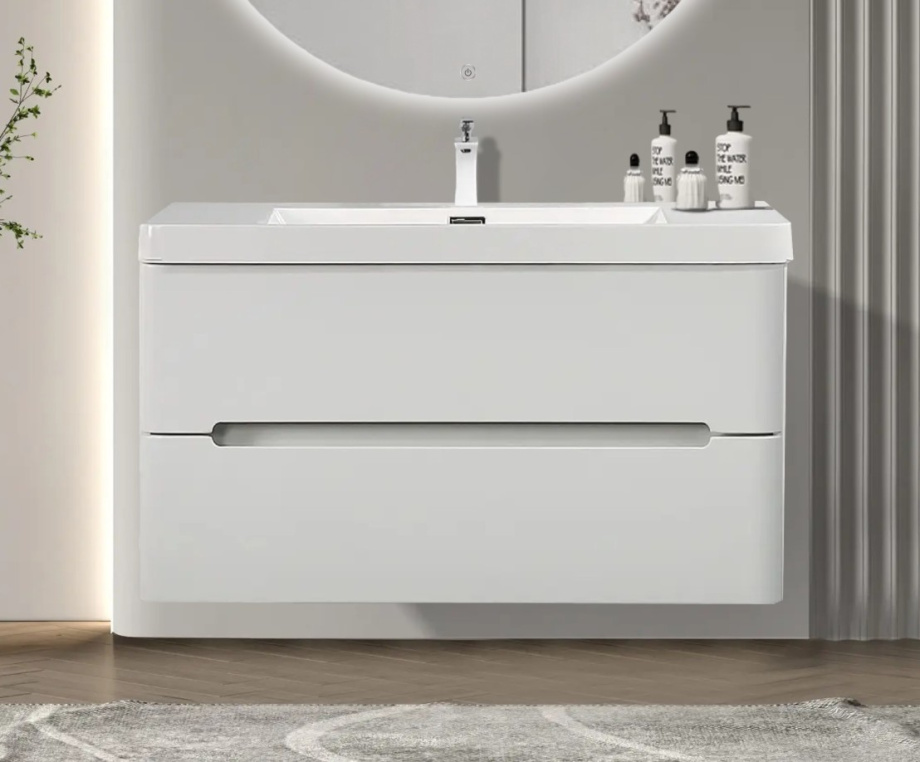 Тумба с раковиной Parly River 100 подвесная, лилейно белый