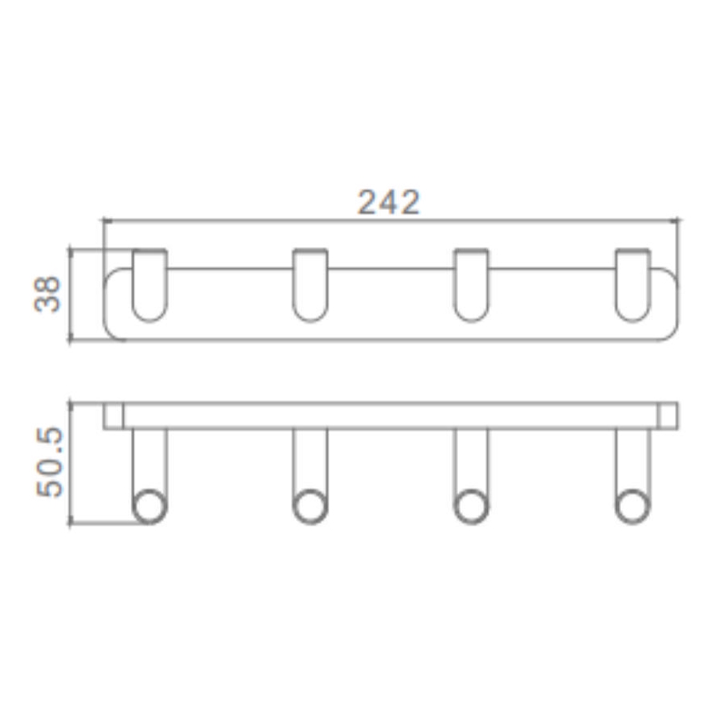 Планка с 4 крючками Raglo R320.054.09, графит от магазина Vanna-Vanna.ru!
