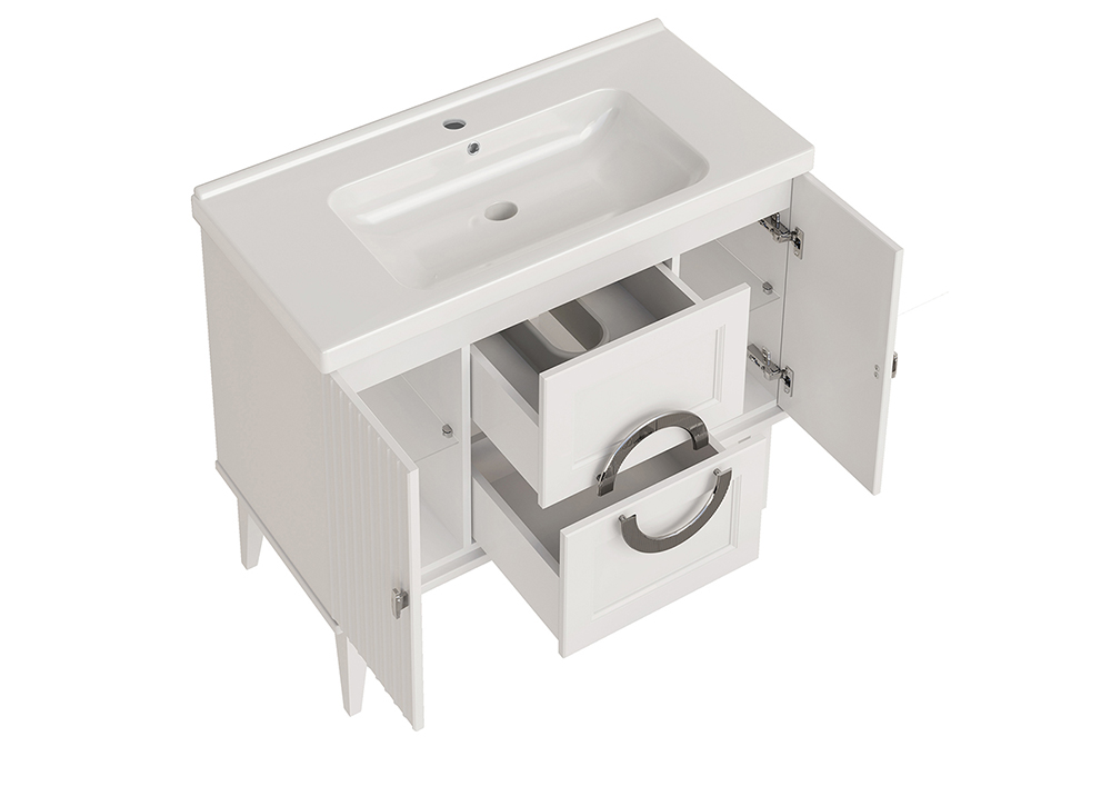 Тумба напольная ASB Woodline Федерика 100 с раковиной Гармония 100, белый