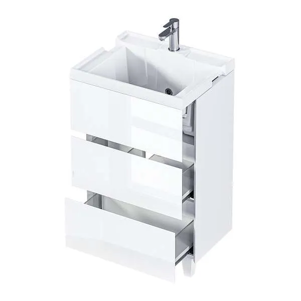 Тумба с раздвижной раковиной напольная 1Marka Bumble 40Н 2я, 2 ящика, белый