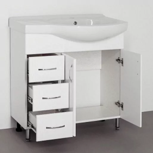 Тумба напольная Style Line Эко Стандарт №25 L 82 с раковиной Коралл 82, белая