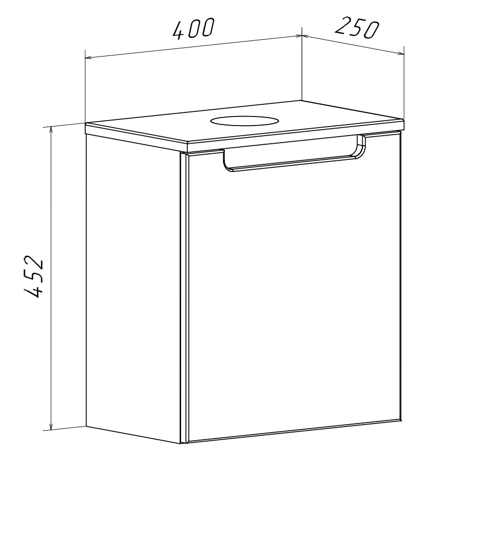 Тумба подвесная Runo Бари - Микра 40 под накладную раковину, белый