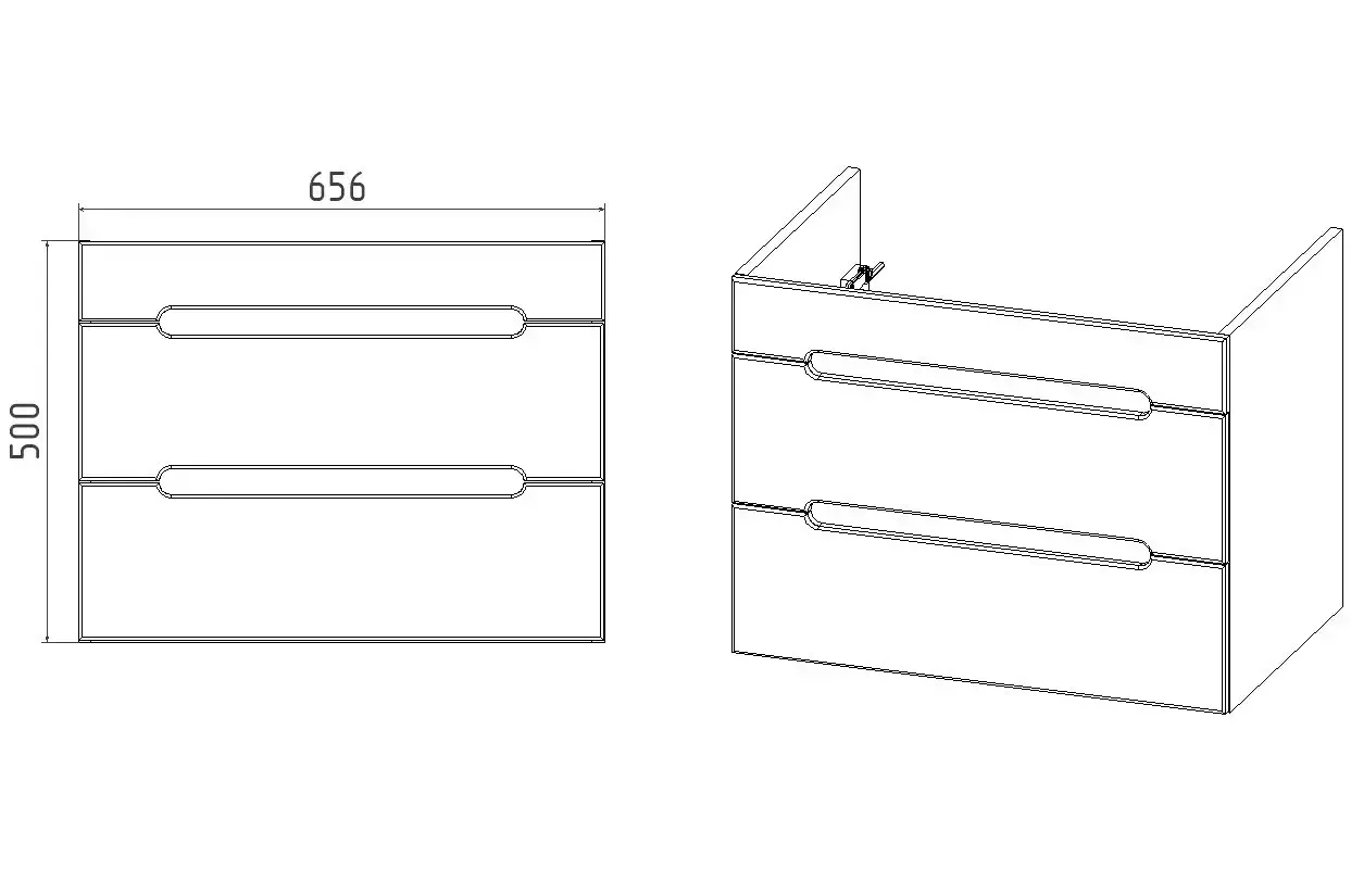 Тумба подвесная Viant Марсель 70 с раковиной Como 70, два ящика, белый