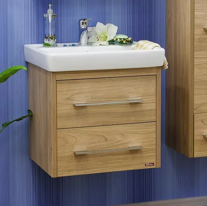 Тумба с раковиной Sanflor Ларго 60 2 подвесная, вяз швейцарский