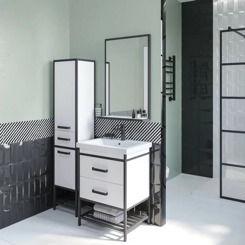 Пенал Sanflor Норд 35 R напольный, белый, черный муар