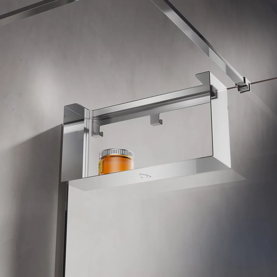 Полка для душевого ограждения Veconi Loft, 400x200x120, полированная сталь