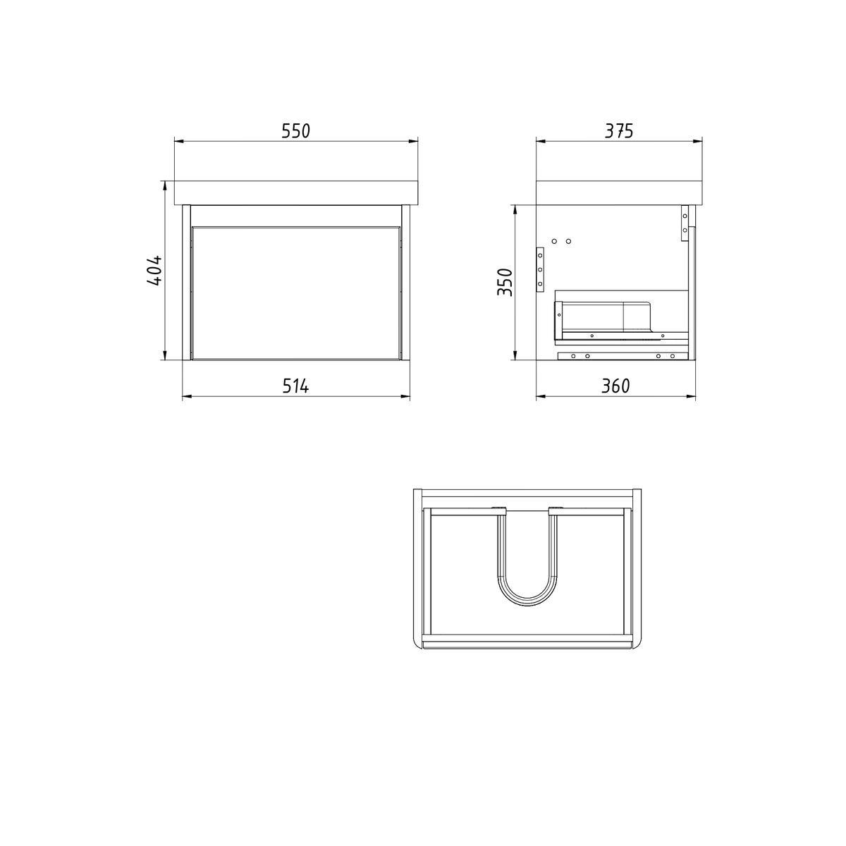Тумба с раковиной подвесная Dreja Luxury 55 см, серый базальт