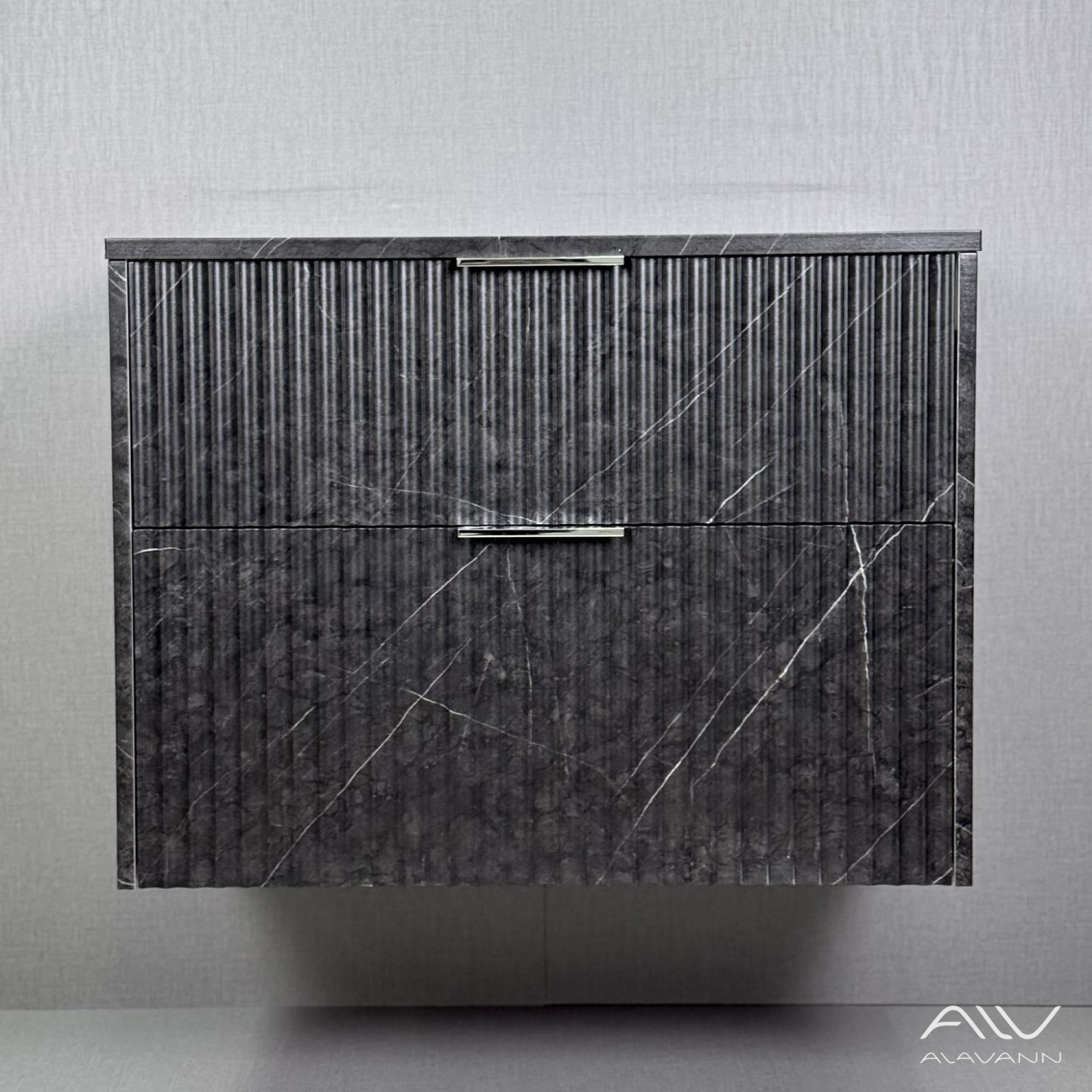 Тумба подвесная Alavann Anna 80 под накладную раковину, черный мрамор